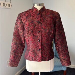 Elegant Vintage Red Paisley Jacket